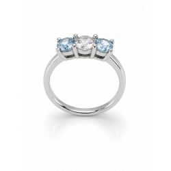Pre Owned Platinum Aqua Marine and Diamond Ring ZC23